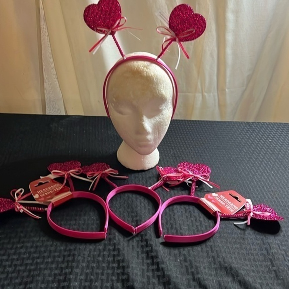 Four pink Valentines Headbands